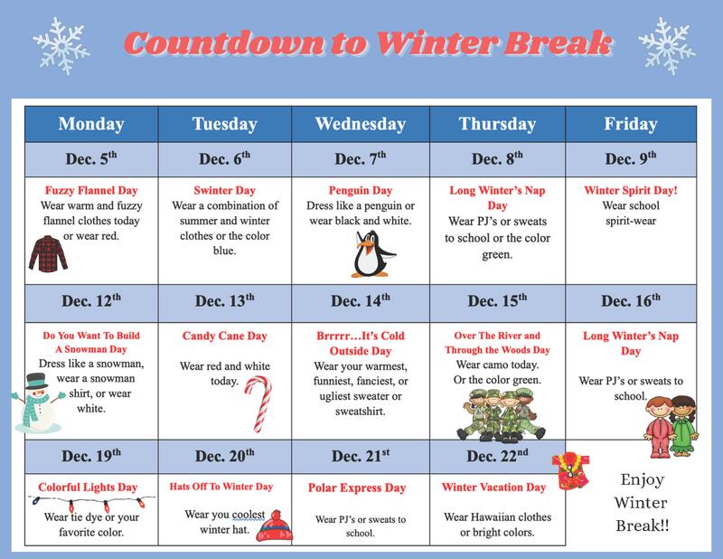 Countdown to Winter Break Calendar